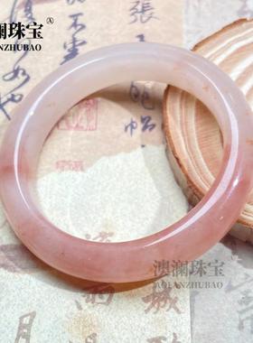 本命年丝玉桃花酿手镯粉色胖圆条手镯高级感美人镯飘花手镯礼物