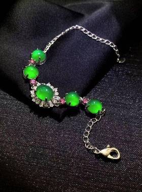 本命年高冰帝王绿阳绿玉髓种转运珠吊坠戒指手链套装礼物