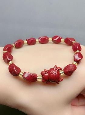 本命年朱砂手链108颗佛珠手链项链两用款原矿紫砂多圈圆珠手串礼