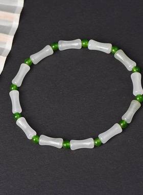 本命年节节高升竹节手链和田玉东陵玉编绳手串闺蜜学生玉石款礼物