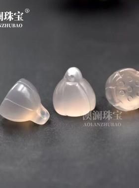 本命年白冰玉髓小莲蓬吊坠手机挂包挂白玛瑙莲藕小配饰礼物