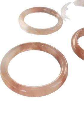 本命年丝玉桃花酿粉色圆条中宽玉镯桃花镯美人镯粉红镯子玉礼物