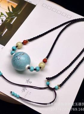本命年松石编绳多宝手绳文玩项链闺蜜上岸情人节蜜蜡圆珠锁骨链礼
