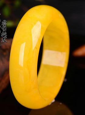 本命年福运堂鸡油黄老蜜蜡手镯琥珀原石打磨手串手链女款手环中国