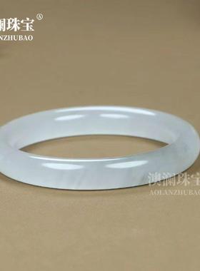 本命年冰种水墨玉手镯水墨丹青玉镯子冰灰色女士玉石手镯秒榜礼物