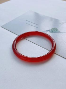 本命年冰种8毫米红玉髓细圆条美人镯高品质红玛瑙手镯礼物