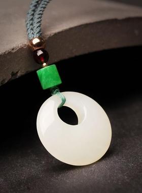 本命年和田玉小号迷你平安扣吊坠男女转运招财白玉项链玉石挂件玉