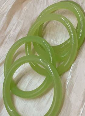 本命年外蒙料湖绿色圆条扁条手镯苹果绿高颜值手镯女款旺夫送妈礼