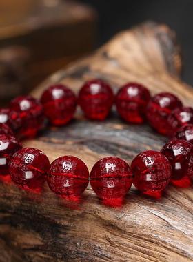 本命年缅甸茶珀大悲咒手串蜜蜡琥珀血珀蓝珀多宝手链男女款礼物