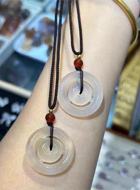 本命年玉髓高冰子母扣吊坠心心相依男女款时尚玛瑙挂件礼物