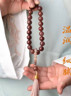 本命年紫罗兰手持把玩石英岩质玉盘玩汉服搭配芋泥啵啵搭配民族风