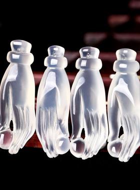 本命年冰种玉髓观音手立体精雕佛手掌上明珠玉石男女款玉吊挂坠礼