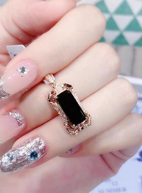 本命年墨绿仿绿碧玺吊坠镀s925银显大气女绿宝石项链大气精美女爆