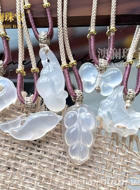 本命年高冰玉髓平安扣佛公祥云锁挂件吊坠项链玛瑙玉石配件礼物