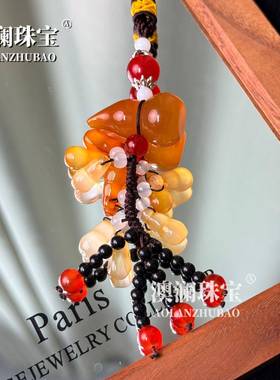 本命年汽车挂件高档玛瑙玉石葫芦车内后视镜饰品车载挂件男女士保