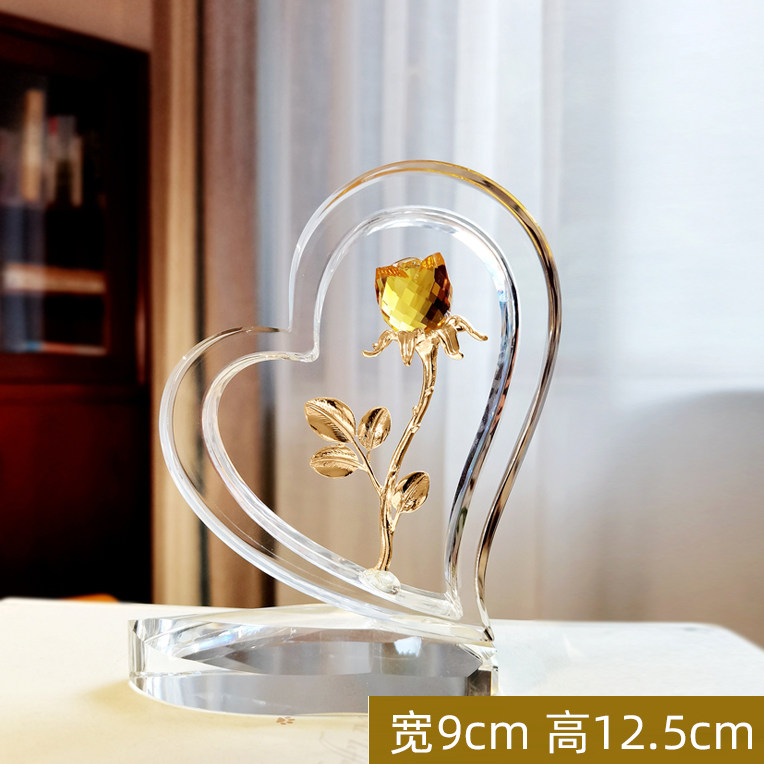 浪漫水晶爱心玫瑰摆件七夕情人节送女生闺蜜生日礼物桌面装饰品,淘宝优惠券,粉丝福利购,淘宝优惠卷