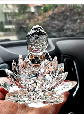 水晶莲花佛堂桌面摆件
