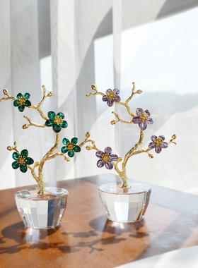 意梵水晶梅花桌面小摆件