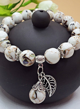 天然水晶贝克松石女单圈珠子手链