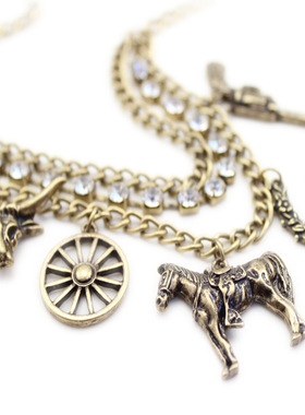 复古质感女项链马车麋鹿项链