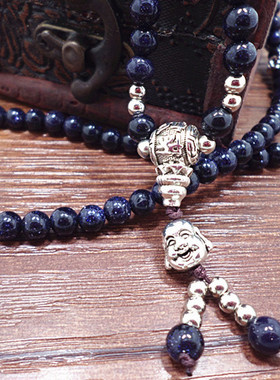 '蓝砂石手链蓝色水晶玛瑙手链