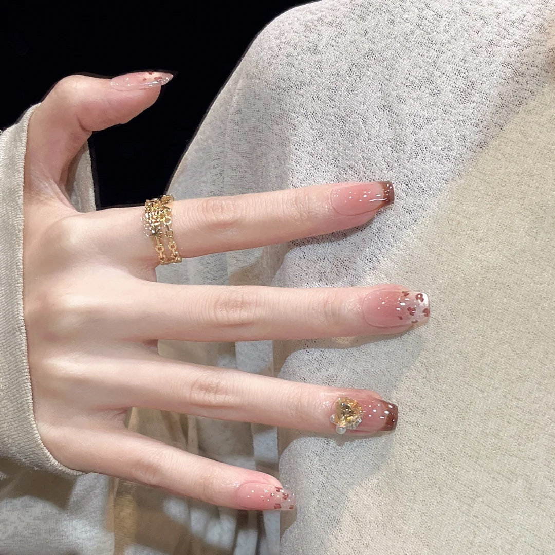 手工粉棕豹纹穿戴甲豹纹显白INS美甲成品2025新款高级感 指甲贴片,淘宝优惠券,粉丝福利购,淘宝优惠卷