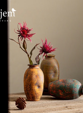 Hjem LIVING·家用复古陶瓷小号花瓶 客厅干花插家居艺术水培花器