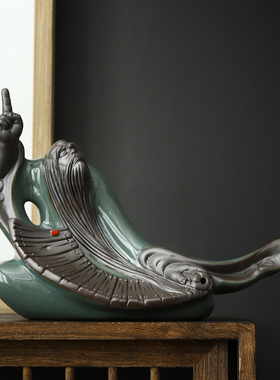 道法自然老子像摆件陶瓷创意问天神像雕塑客厅博古架装饰品工艺品