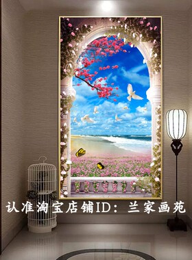 欧式花鸟玄关画田园唯美风景画