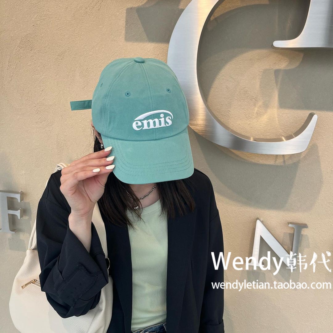 韩国代购小众设计师emis字母浅紫薄荷绿刺绣新款棒球帽金高银帽子 - 图2