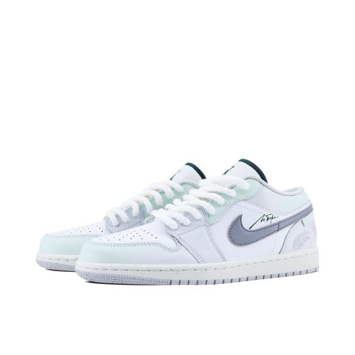 【定制球鞋】Air Jordan 1耐克薄荷椰林潮流简约蓝白色经典板鞋 - 图1