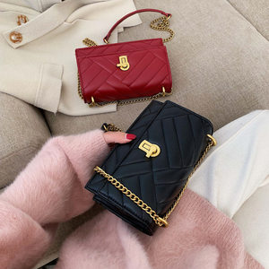 威科什包包女2019新款百搭小香风质感单肩斜挎包网红菱格链条包小