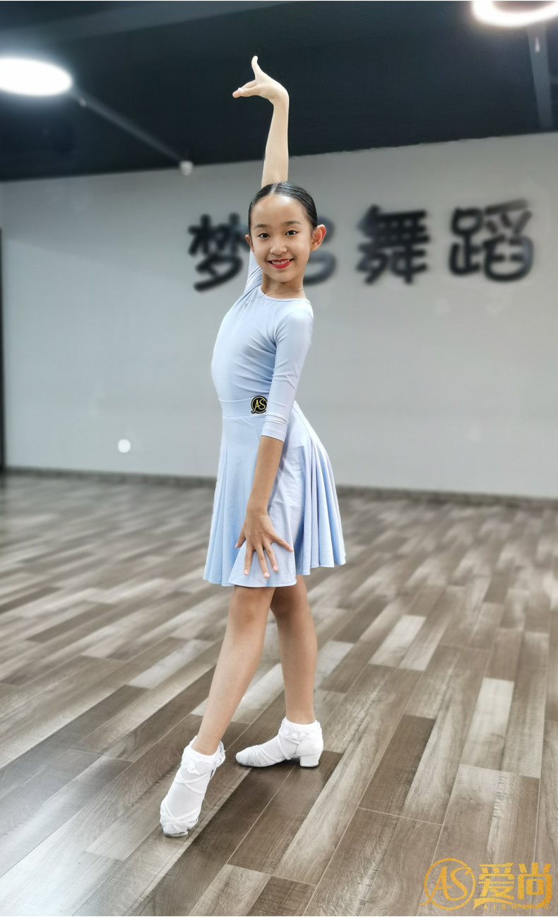 AS爱尚舞服圆领女儿童拉丁专业标准赛服OSD分体比赛服规定服 - 图3