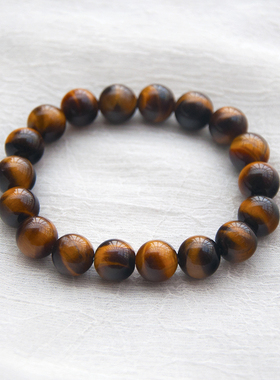 收藏级天然黄虎眼石手链男女款高级感虎睛石散珠圆珠串珠招财手串