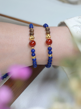 「青云染」原创小众天然青金石单圈手链国风手链