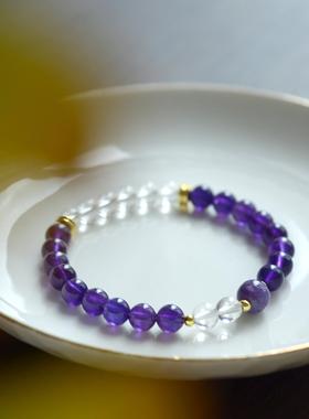 「紫灵」原创天然乌拉圭紫水晶紫龙晶单圈国风手链