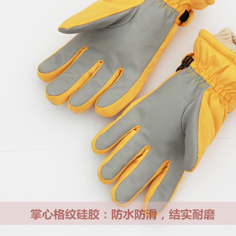 滑雪手套冬季4-12岁学生卡通可爱分指加绒厚保暖女童户外玩雪防水