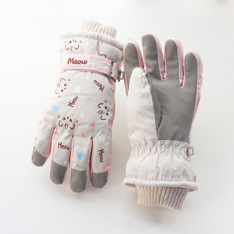 儿童冬季滑雪手套可爱卡通加绒厚保暖防滑骑车防水女童玩雪防冻手,淘宝优惠券,粉丝福利购,淘宝优惠卷