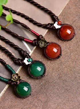 手工编织女士玛瑙小巧精致项饰