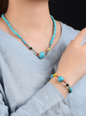 新款民族风二件套送朋友闺蜜手串