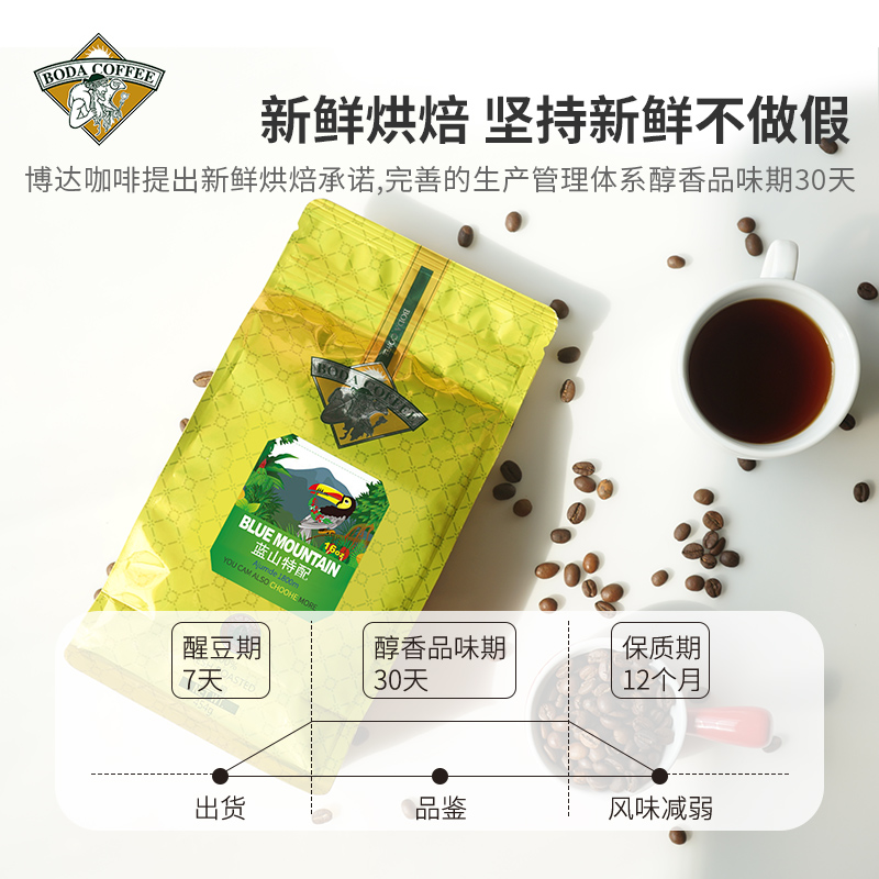 博达蓝山特配咖啡豆 牙买加风味生豆新鲜烘焙 可现磨黑咖啡粉454g - 图3