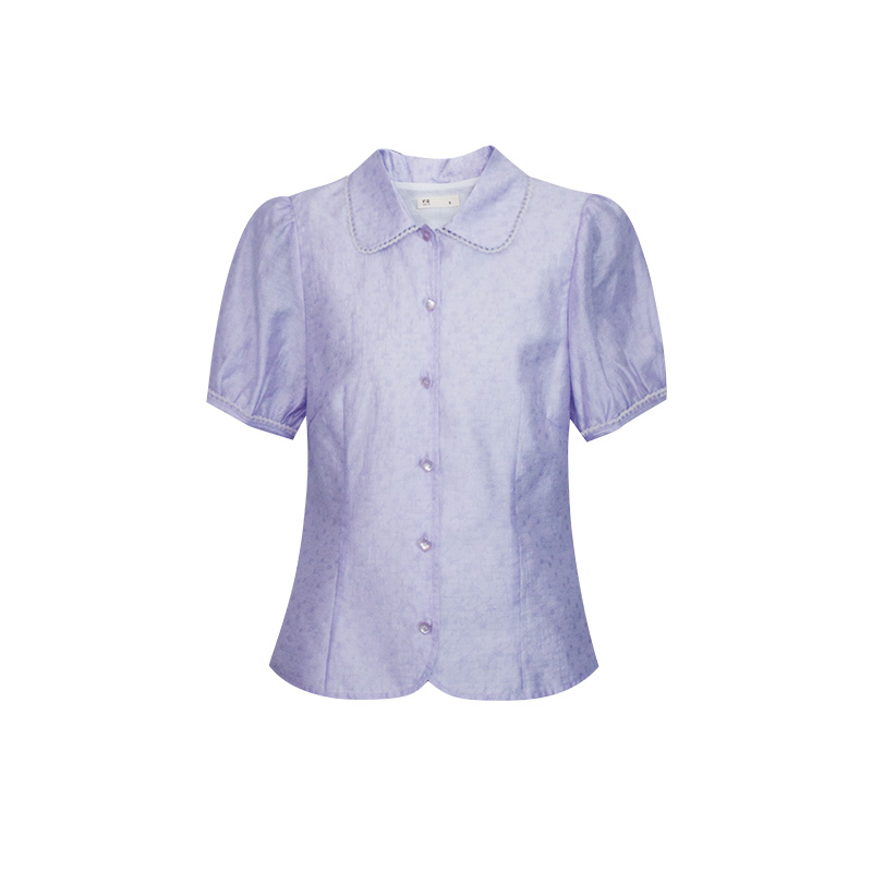 纻衣夏季紫色文艺衬衫女设计感小众2024年新款气质高级感百搭上衣
