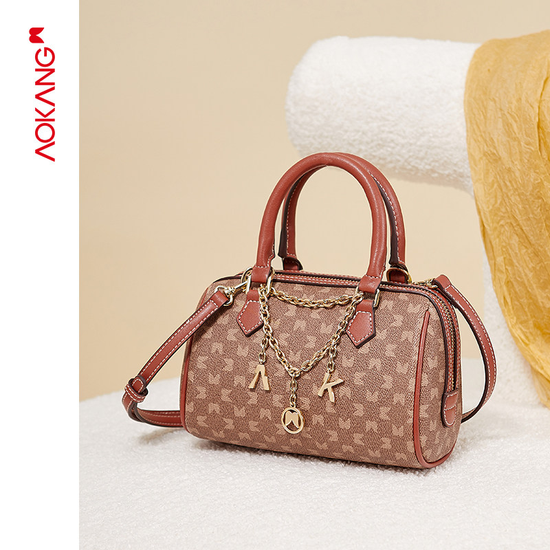 奥康2022新款女流行原创波士顿包 奥康皮具箱包女士包袋