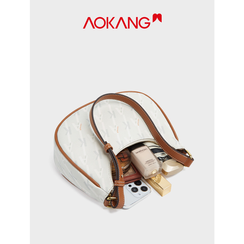 奥康腋下高级新月夏季轻奢单肩包 奥康皮具箱包腋下包