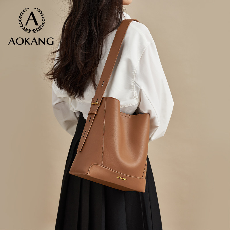 奥康女2023新款大容量真皮单肩包 奥康皮具箱包女士包袋