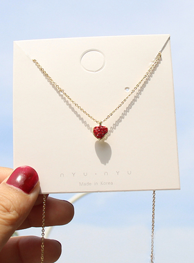 s925银小红心项链女韩版简约精致