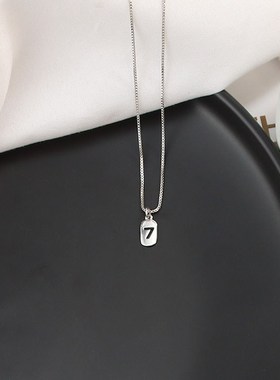 s925银幸运数字7项链ins小众