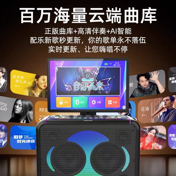飞利浦SD211音响功放一体机户外家庭KTV套装卡拉OK唱歌K歌音箱