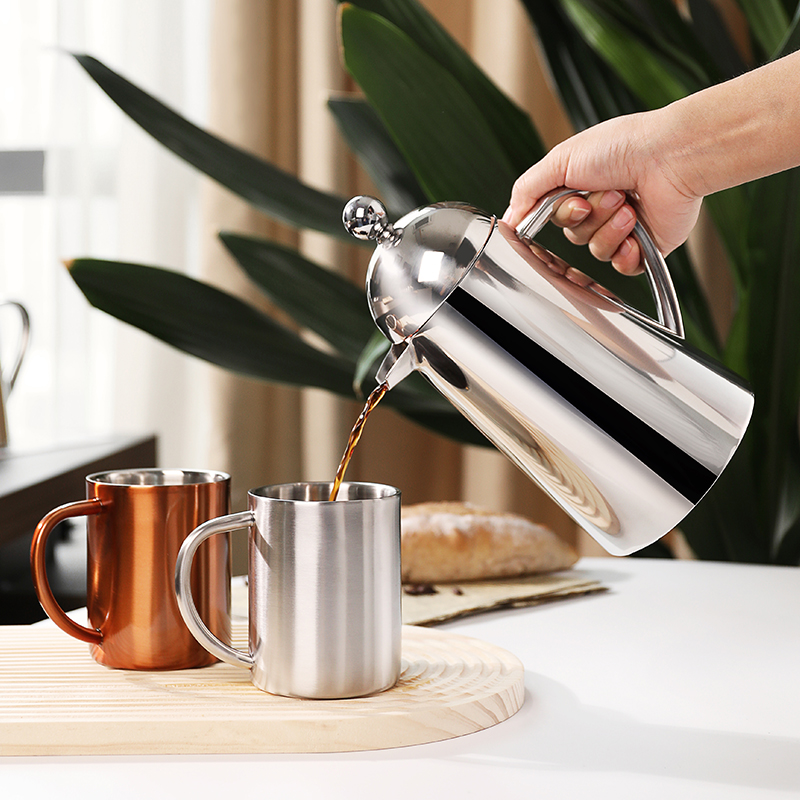 Highwin不锈钢法压壶咖啡壶家用法式滤压壶茶壶咖啡器具双层保温 - 图3