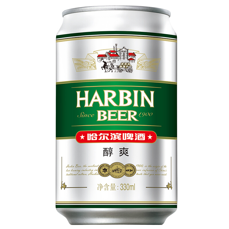 哈尔滨（Harbin）醇爽/冰纯啤酒330ml*24听（罐）整箱 特惠超值装 - 图1